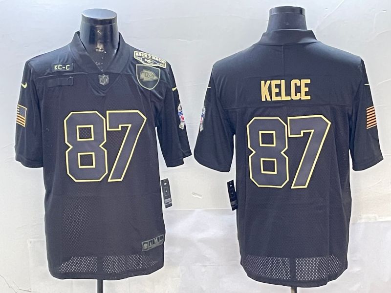 Men Kansas City Chiefs #87 Kelce Black 2025 Nike Salute to Service Limited NFL Jersey style 4